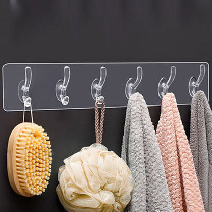 Multifunctional Transparent 6 Hooks (Pack of 2)