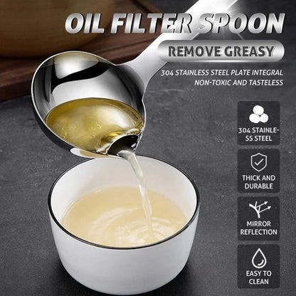 (🔥Hot Sale NOW- Buy One Get One FREE!) - Stainless Steel Spoon Oil Soup Separator