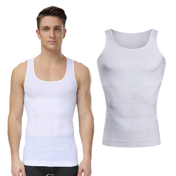 Compression Undershirt with Sculpted Abs (White)