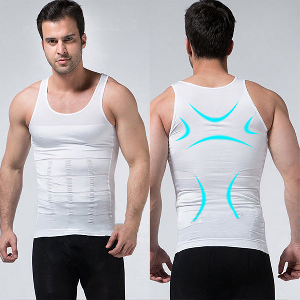 Compression Undershirt with Sculpted Abs (White)