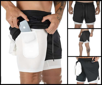 Gym Running Shorts pants with tights and inner pocket - In Stock