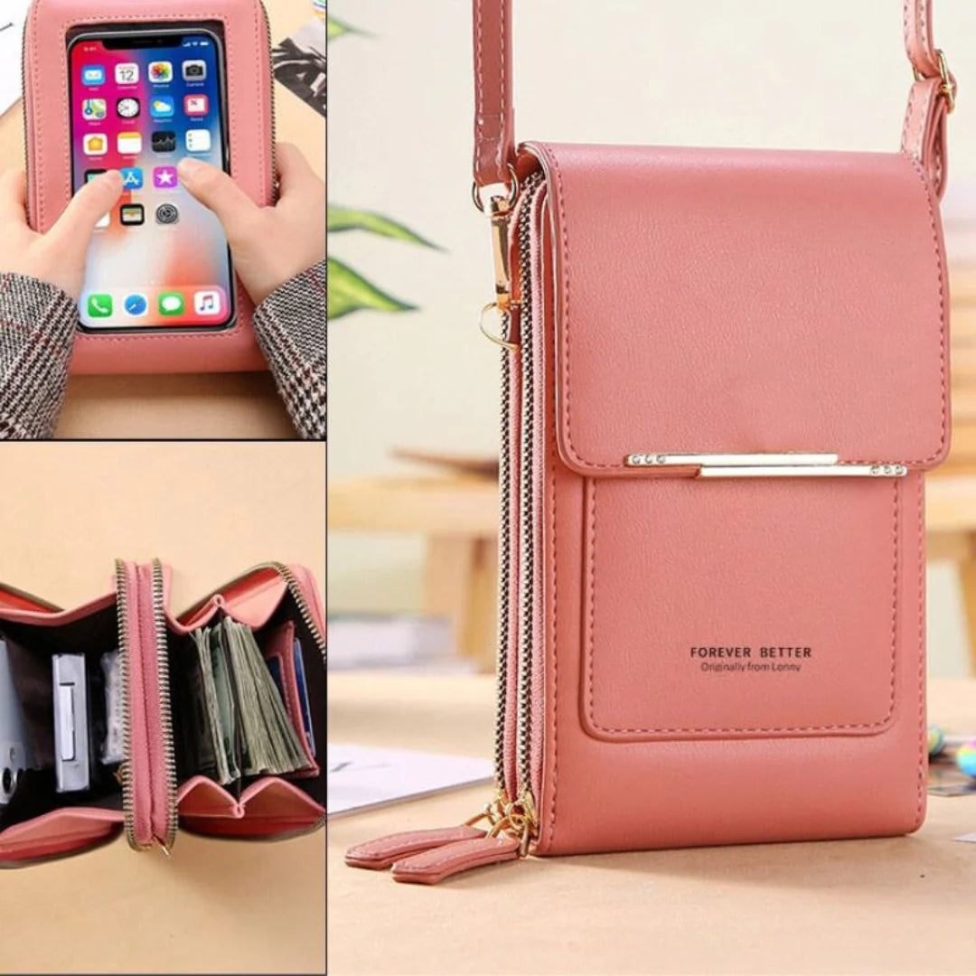 Premium shoulder bag with touchscreen (Baby Pink)