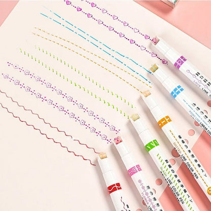 🔥🔥💖BEST GIFTS FOR KIDS - Dual Tip Pens with 6 Different Curve Shapes Fine Tips