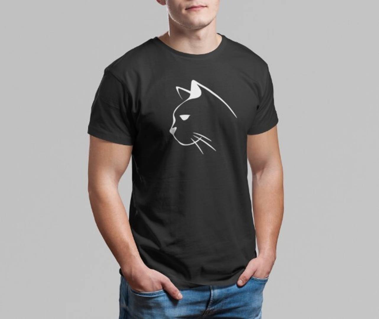 Cotton Tshirt Round Neck Angry Cat
