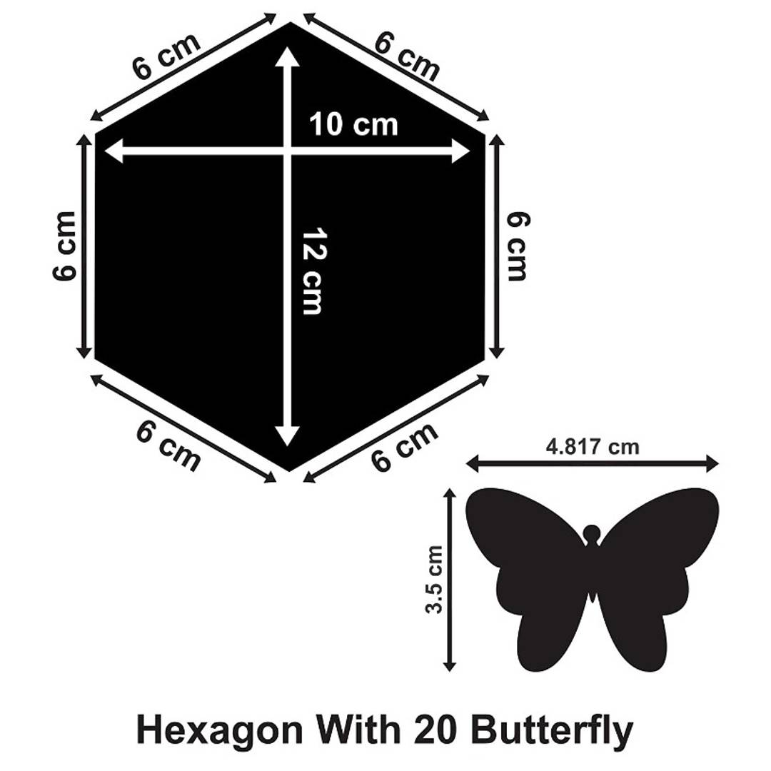 Classic 14 Hexagon - Blue and 20 Butterflies - Golden
