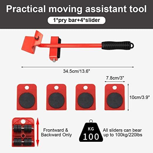 Furniture Lifter Mover Tool Set Heavy Duty Furniture Shifting Lifting Moving Tool with Wheel Pads