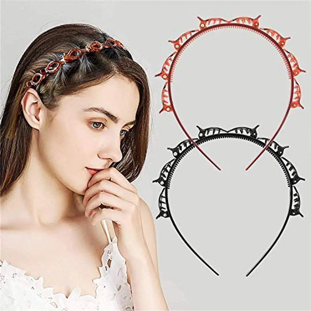 Twist Plait Headband Hairpin Double Bangs Hair Tools (Pack of 2) Multicolour