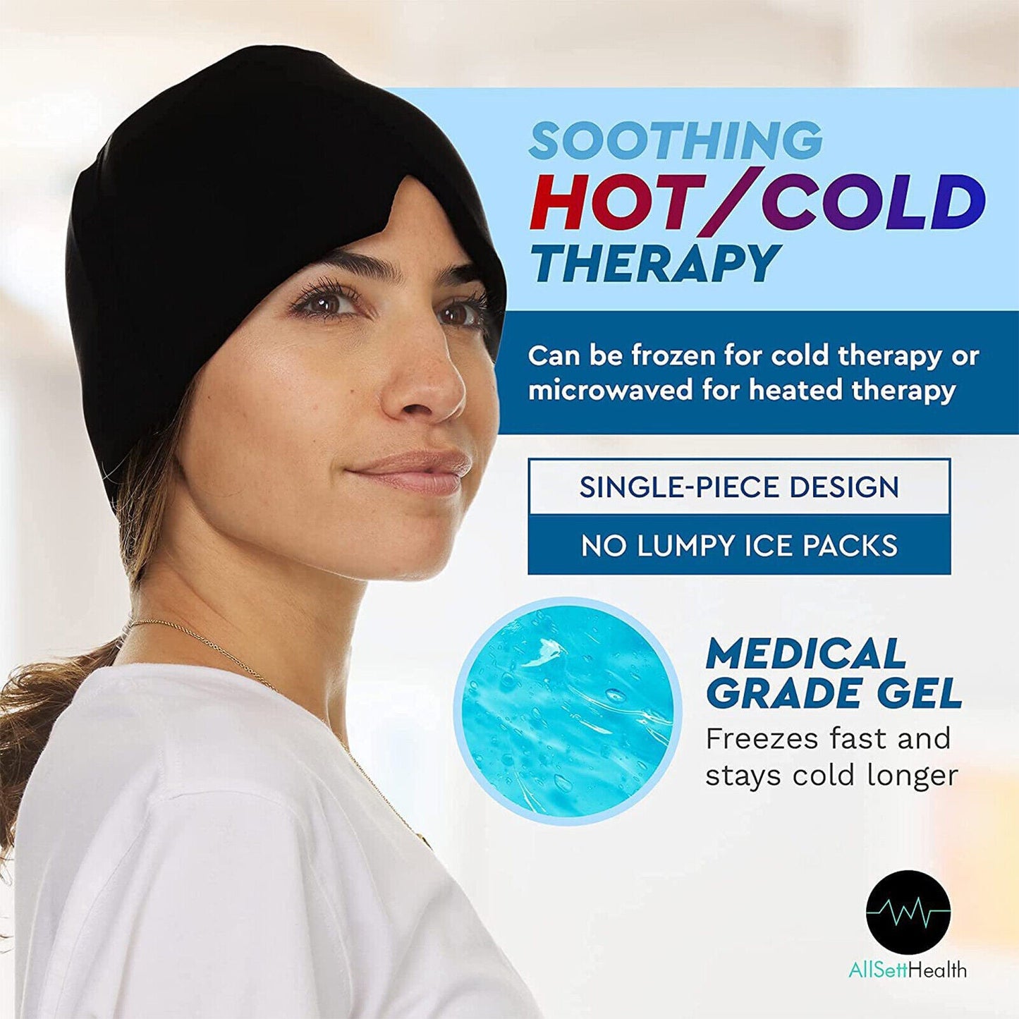 Headache Relief Cap for Tension, Sinus & Stress | Cold Therapy | Hot Therapy | Form Fitting Gel